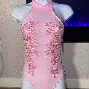 Pink Floral Sheer Bodysuit